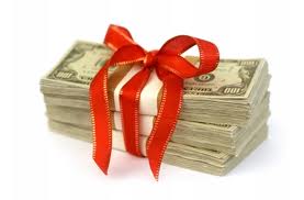 cash wrapped in bow