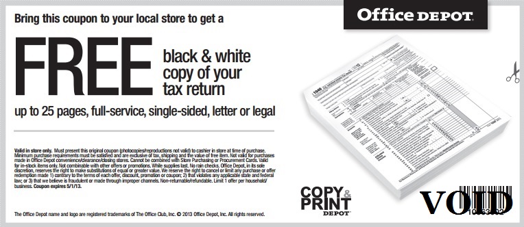 FREE! black & white copy of your tax return at Office Depot - Acadiana's Thrifty Mom
