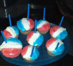 Red, White and Blue Snowcone Cupcakes