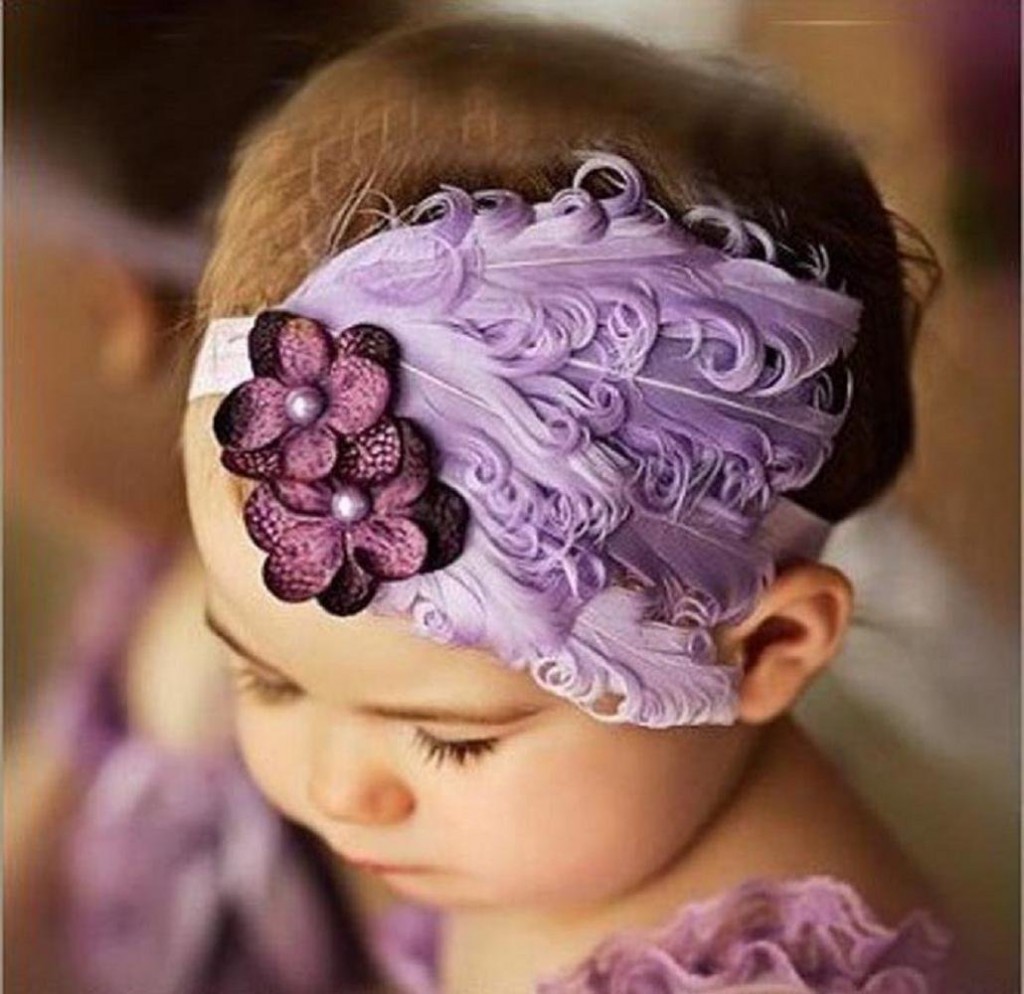 purple feather headband