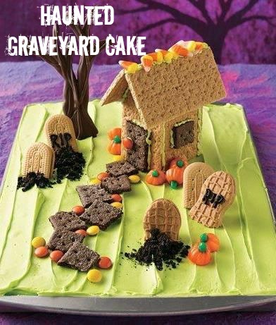 haunted graveyard cake