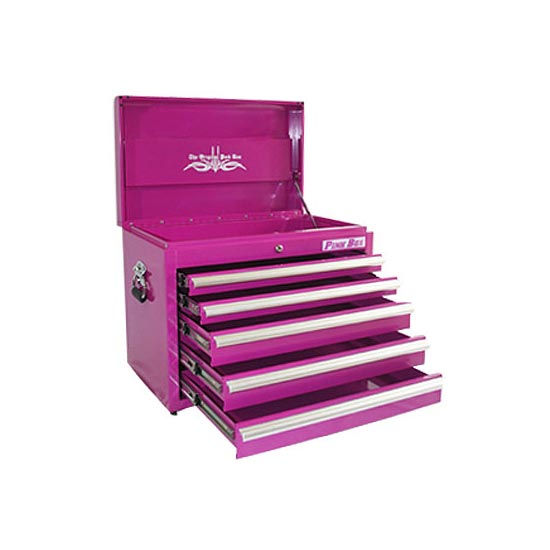 pink tool cabinet