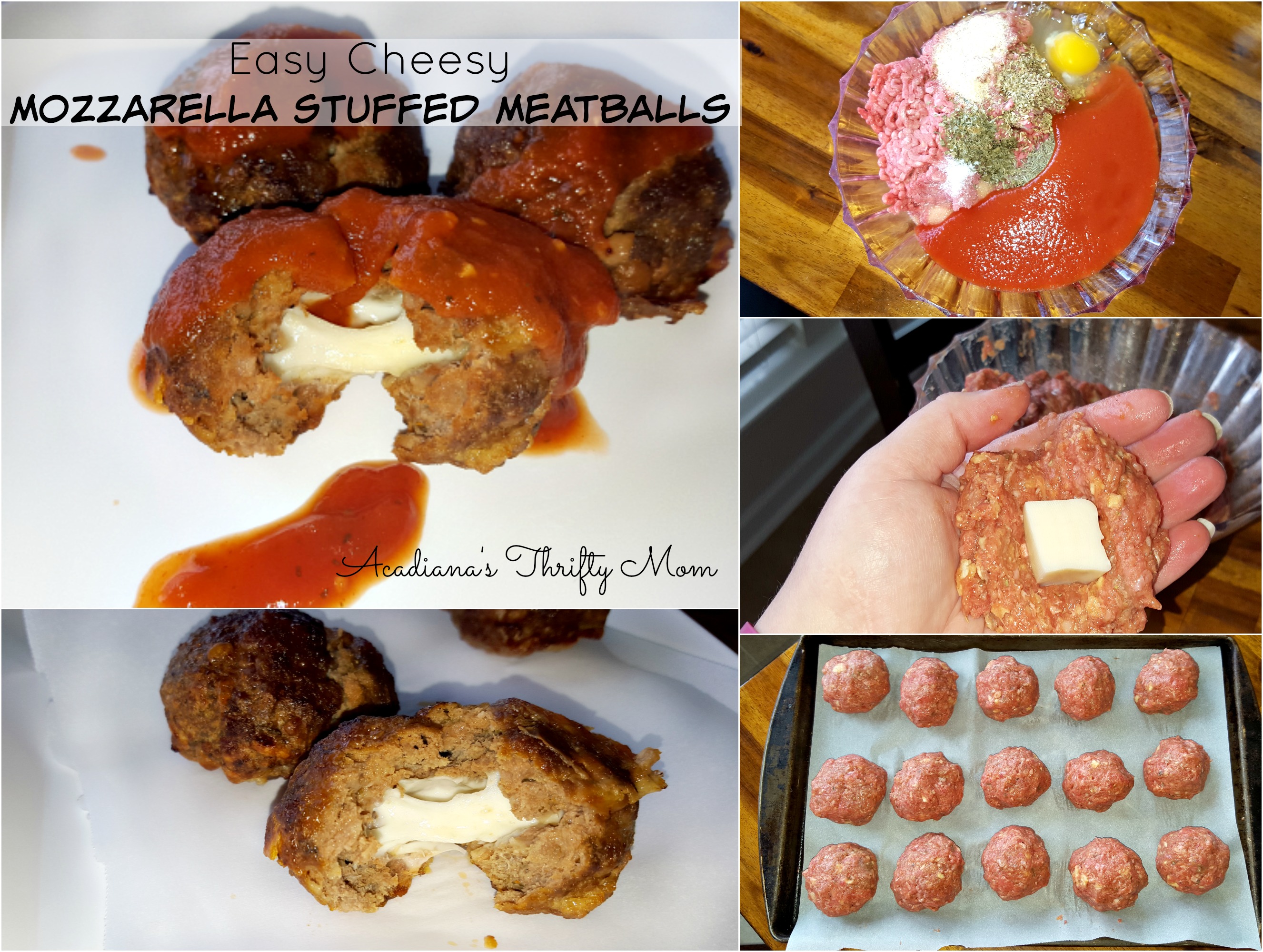 cheese stuffed meatball Collage