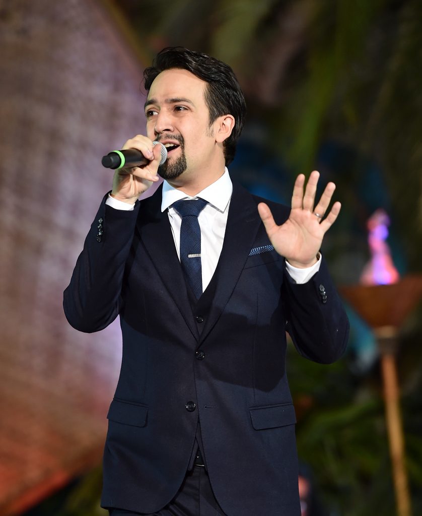 HOLLYWOOD, CA - NOVEMBER 14: Songwriter Lin-Manuel Miranda speaks onstage at The World Premiere of Disneys "MOANA" at the El Capitan Theatre on Monday, November 14, 2016 in Hollywood, CA. (Photo by Alberto E. Rodriguez/Getty Images for Disney) *** Local Caption *** Lin-Manuel Miranda