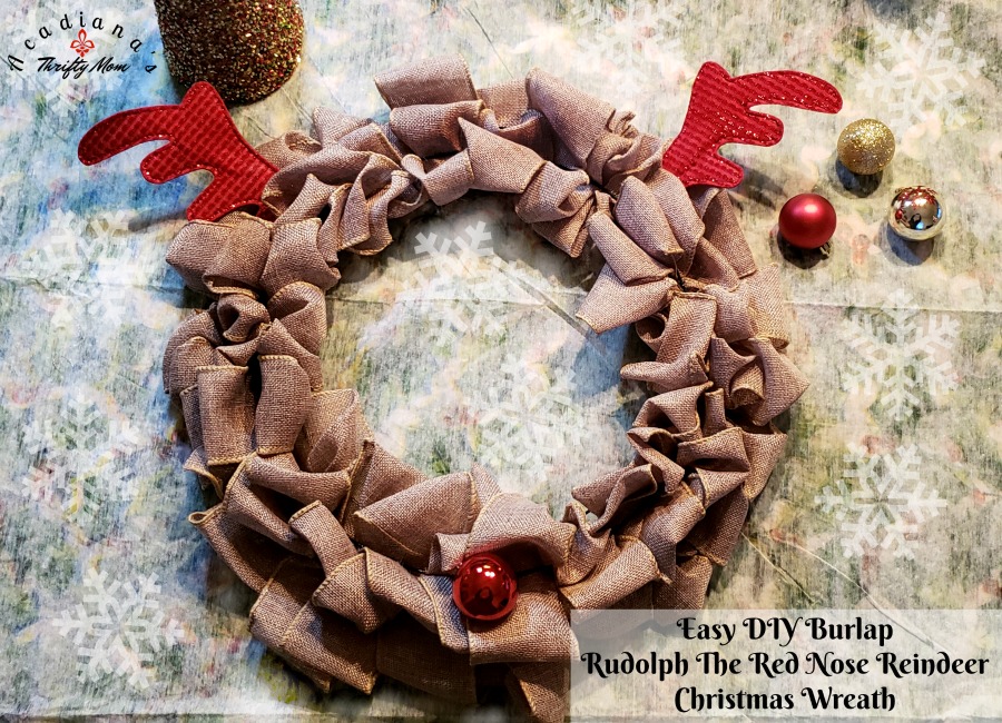 Easy DIY Burlap Rudolph The Red Nose Reindeer Christmas Wreath 