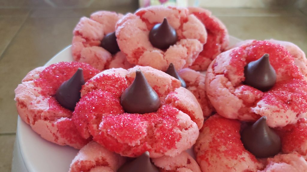 Chocolate Covered Strawberry Blossom Cake Mix Cookies