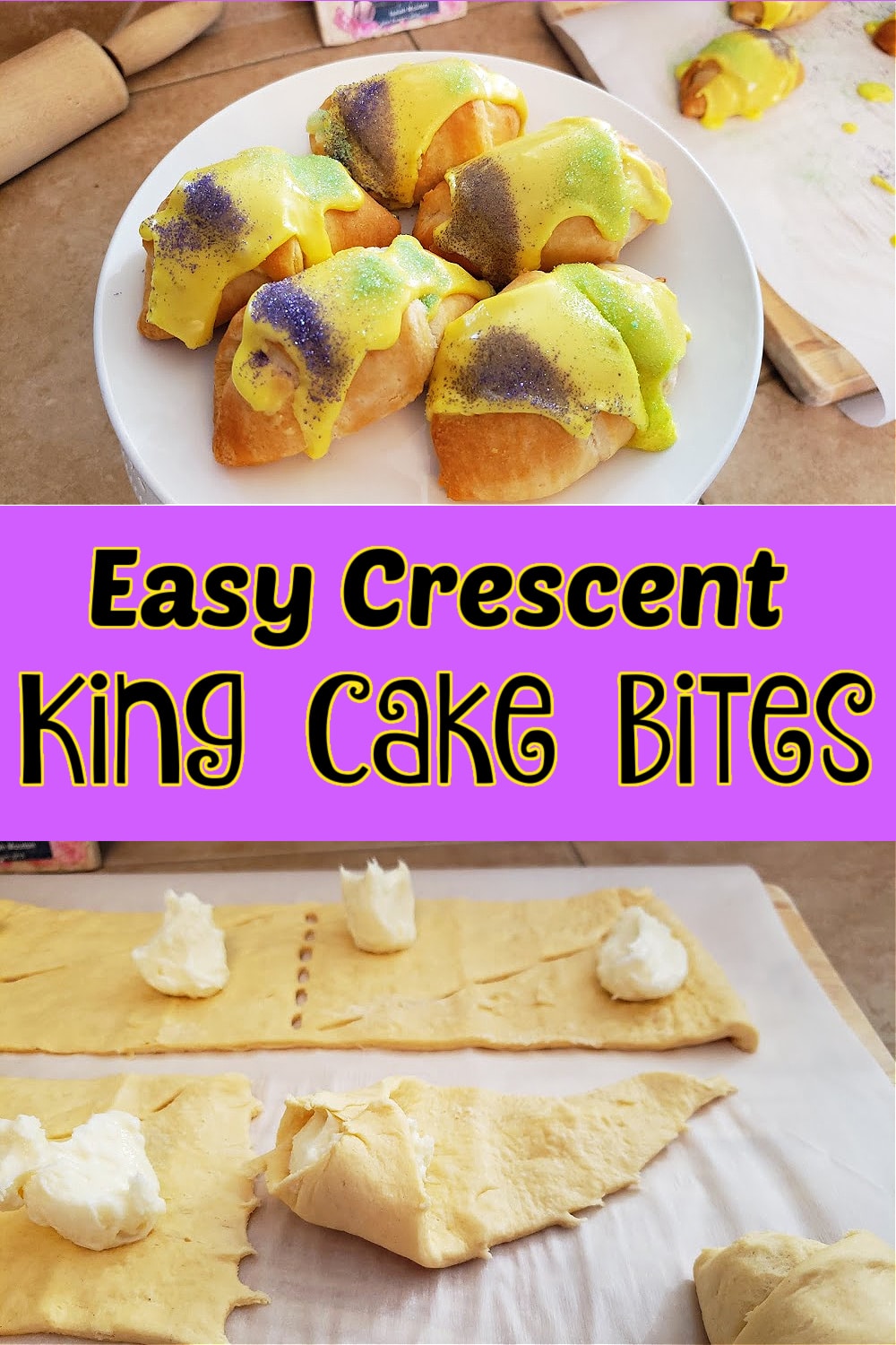 Easy Crescent King Cake Bites