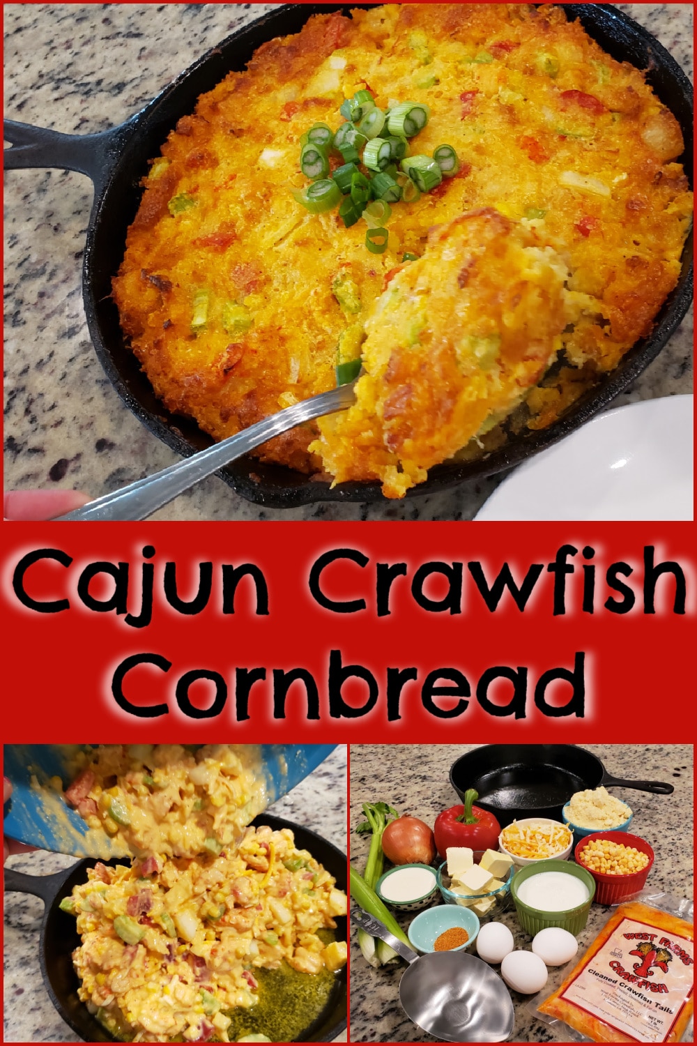 Cajun Crawfish Cornbread - Acadiana's Thrifty Mom